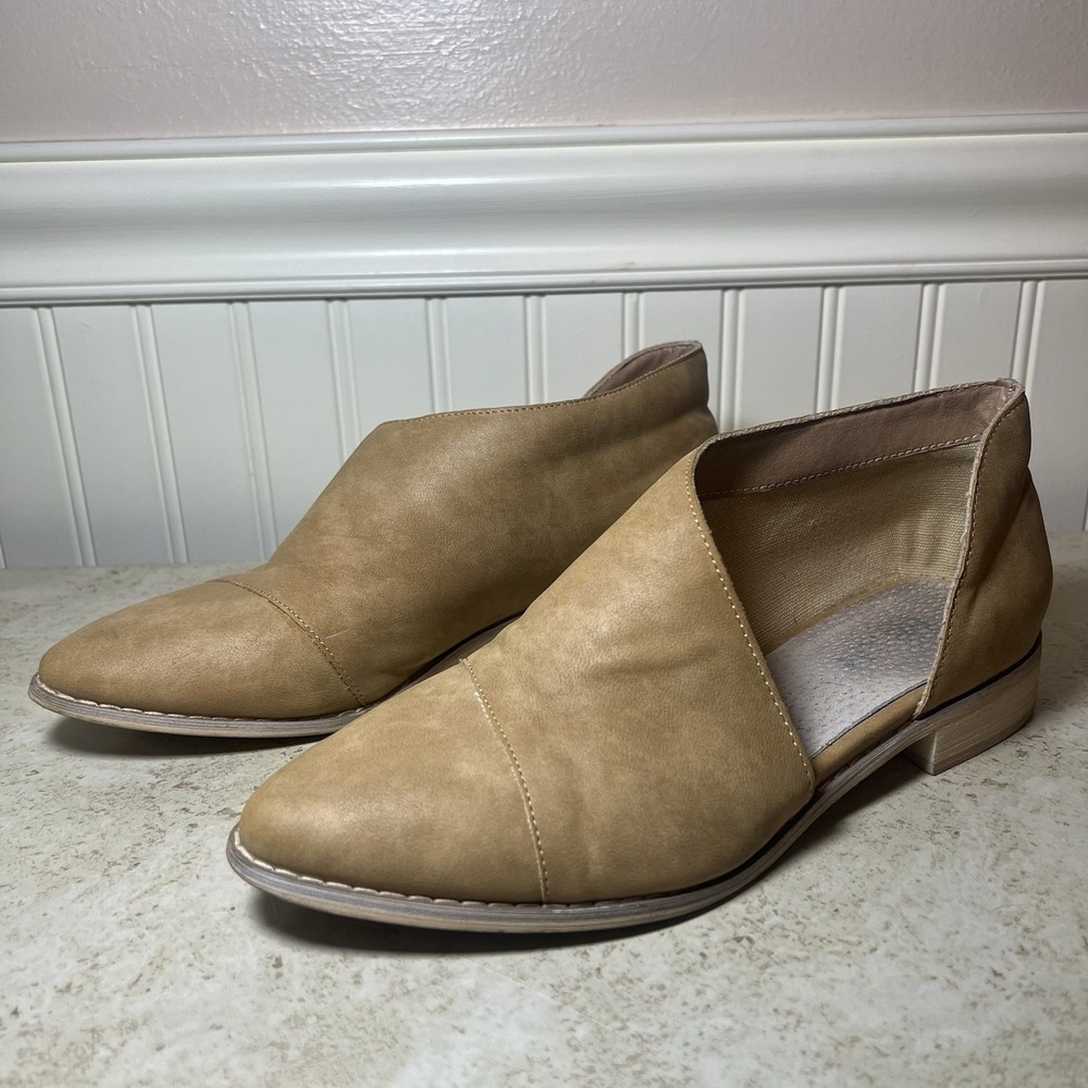 Mi.im Tan D'Orsay Pointed-Toe Flats Womens Sz 6.5 Effortless Contemporary Chic